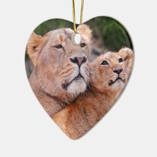 Leeuwen en leeuwen rusten voor de tante keramisch ornament (Links)