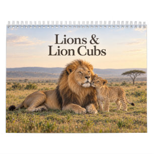 Leeuwen en Leeuwenwelpen Afrikaanse Wilde Dieren Kalender