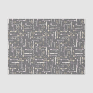 leeuwen en sleutels op grijs tissuepapier