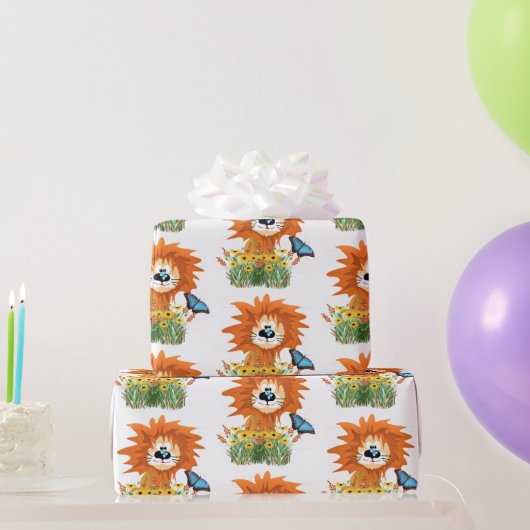 Leeuwen- en vlinderkinderen  cadeaupapier (Feestgeschenken)