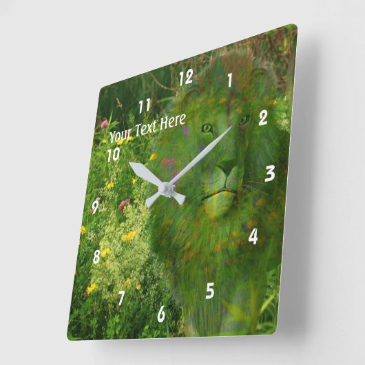 Leeuwen en wilde bloemen fantasy Animal Art Vierkante Klok (Hoek)