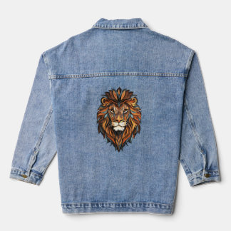 Leeuwen gezicht met manen denim jacket