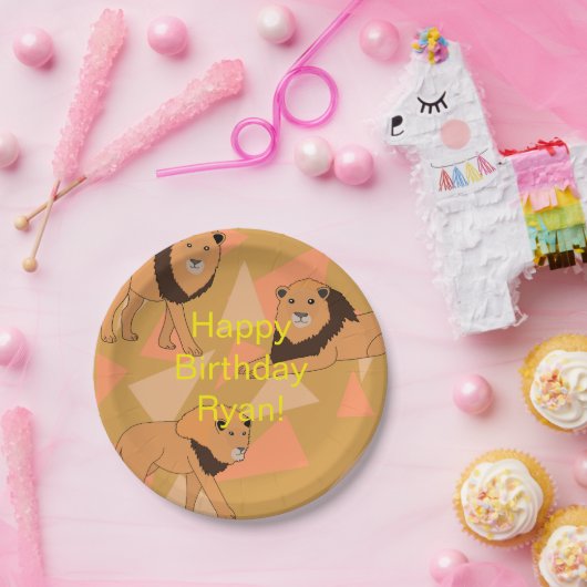 Leeuwen Happy Birthday Papieren Bordje (Feest)