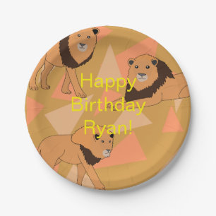 Leeuwen Happy Birthday Papieren Bordje