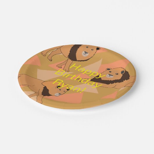 Leeuwen Happy Birthday Papieren Bordje (Gekanteld)