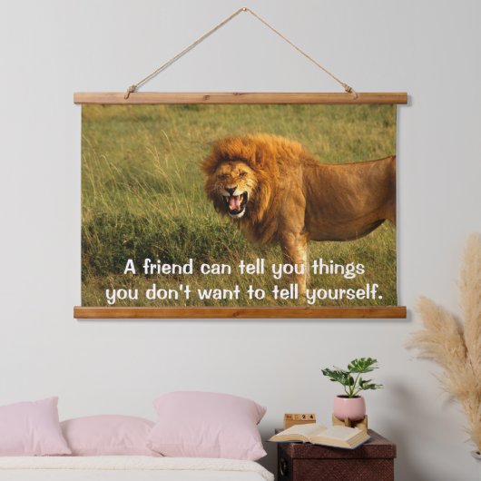 Leeuwen in een veld die naar je kijken hangend wandkleed (Slaapkamer)