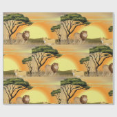 leeuwen in het wild cadeaupapier (Vlak)