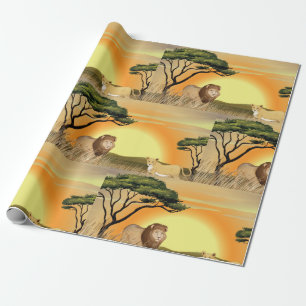 leeuwen in het wild cadeaupapier