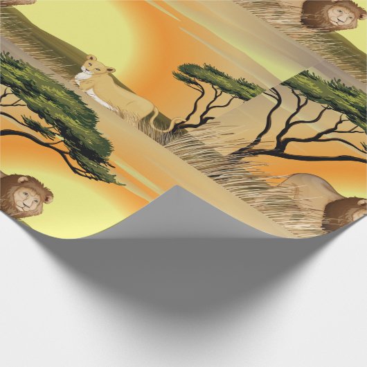 leeuwen in het wild cadeaupapier (Hoek)