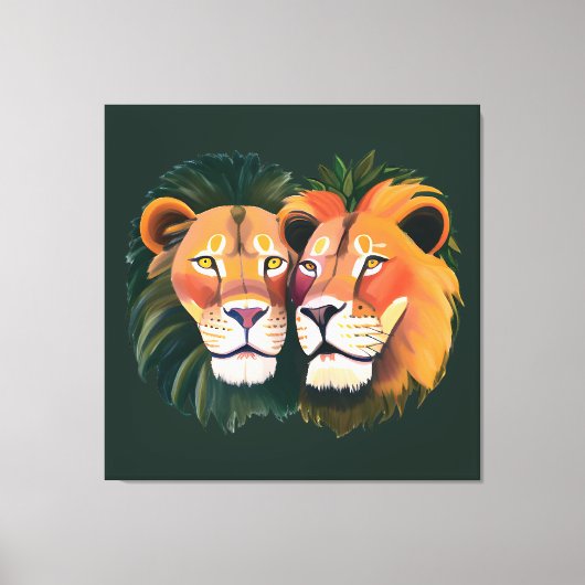 Leeuwen in Liefde Canvas Print (Voorkant)