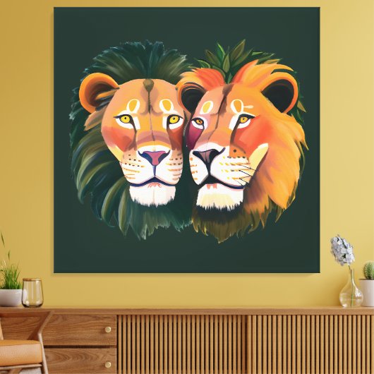 Leeuwen in Liefde Canvas Print (Insitu (Woonkamer))