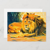Leeuwen in rust briefkaart (Voorkant / Achterkant)