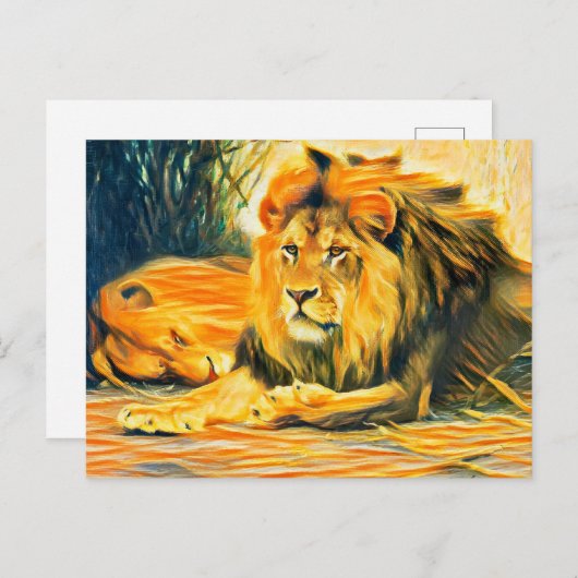 Leeuwen in rust briefkaart (Voorkant / Achterkant)