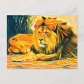 Leeuwen in rust briefkaart (Voorkant)