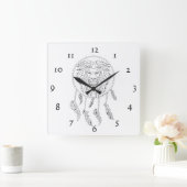 Leeuwen in zwart-wit in droomcatcher vierkante klok (Huis)