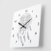 Leeuwen in zwart-wit in droomcatcher vierkante klok (Hoek)