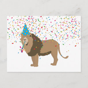 Leeuwen Jungle Feestvierende Dieren Die Een Feest  Briefkaart