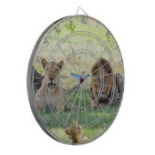 Leeuwen. Kat en kolibrie op het Oerwoud Dartbord (Voorkant Links)