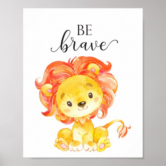 Leeuwen Nursery Muur Kunst Decor Be Brave Baby Cad Poster (Voorkant)