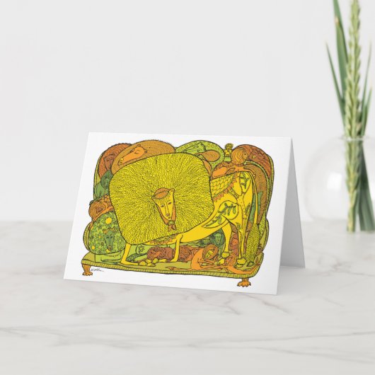 Leeuwen op de bank feestdagen kaart (Voorkant)