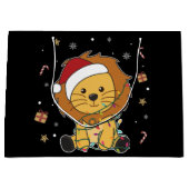 Leeuwen op kerst met wintersneeuw groot cadeauzakje (Voorkant)