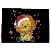 Leeuwen op kerst met wintersneeuw groot cadeauzakje (Achterkant)