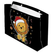 Leeuwen op kerst met wintersneeuw groot cadeauzakje (Achterkant Gekanteld)