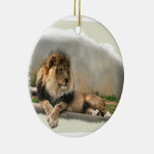 Leeuwen op kerstfeestdag keramisch ornament (Rechts)