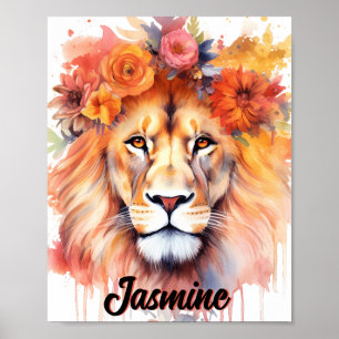 Leeuwen Pastel Bloemen Safari Waterverf Savannah K Poster