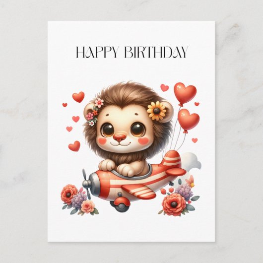 Leeuwen Piloot Verjaardag Briefkaart (Voorkant)