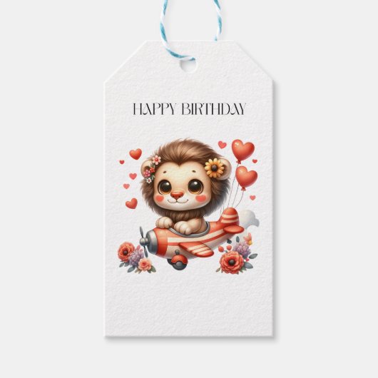 Leeuwen Piloot Verjaardag Cadeaulabel (Voorkant)