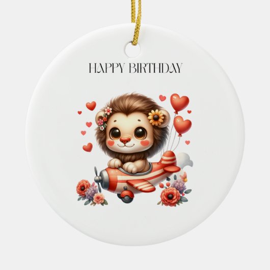 Leeuwen Piloot Verjaardag Keramisch Ornament (Voorkant)