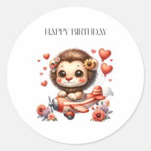 Leeuwen Piloot Verjaardag Ronde Sticker