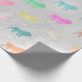 Leeuwen Roze Zilver Groen Metallic Glas Perzik Cadeaupapier (Hoek)