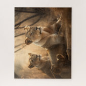 Leeuwen rusten in de schaduw - Lion Jigzaag Puzzle Legpuzzel (Verticaal)