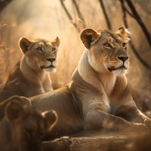 Leeuwen rusten in de schaduw - Lion Jigzaag Puzzle Legpuzzel