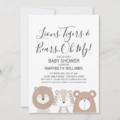 Leeuwen Tijgers & Beren Dier Baby shower Party Kaa Kaart (Voorkant)
