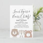 Leeuwen Tijgers & Beren Dier Baby shower Party Kaa Kaart (Staand voorkant)