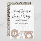 Leeuwen Tijgers & Beren Dier Baby shower Party Kaa Kaart (Voorkant / Achterkant)