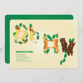 Leeuwen, tijgers en Beer Verjaardagsuitnodiging Kaart (Voorkant / Achterkant)