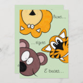 leeuwen, tijgers en beren, dierbare verjaardagsuit kaart (Voorkant / Achterkant)