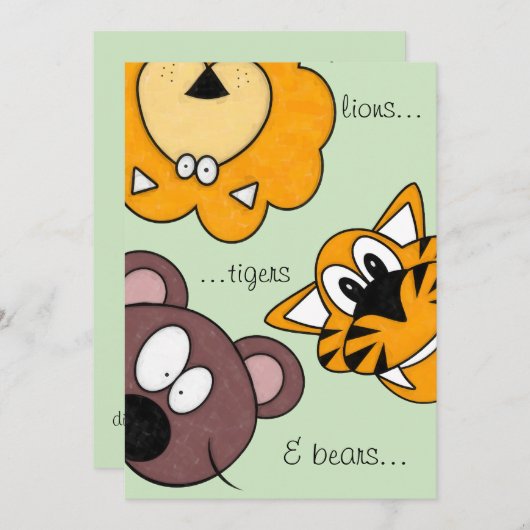 leeuwen, tijgers en beren, dierbare verjaardagsuit kaart (Voorkant / Achterkant)