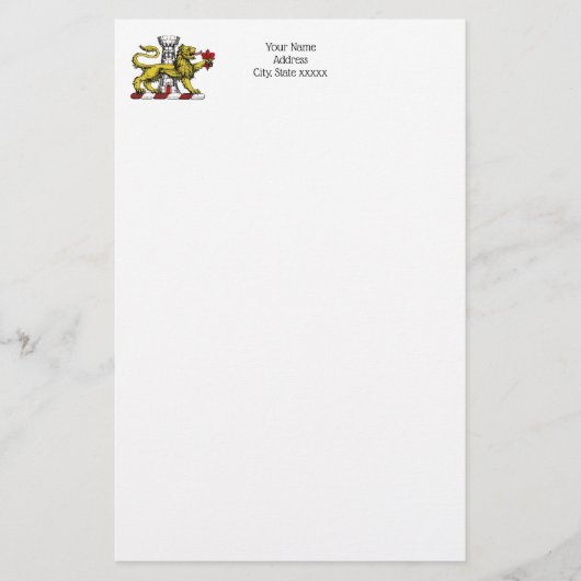 Leeuwen Toren Fleur de Lis Kam Embleem C Briefpapier (Voorkant)