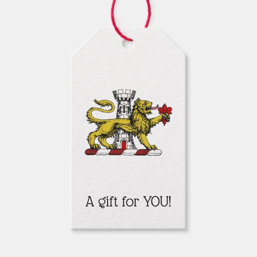 Leeuwen Toren Fleur de Lis Kam Embleem C Cadeaulabel (Voorkant)