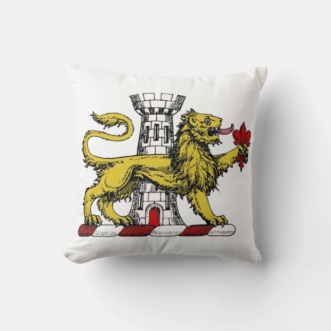 Leeuwen Toren Fleur de Lis Kam Embleem C Kussen (Voorkant)