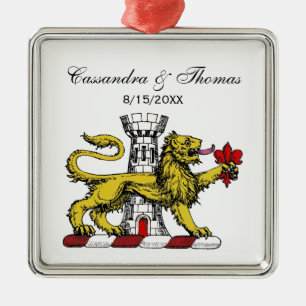 Leeuwen Toren Fleur de Lis Kam Embleem C Metalen Ornament