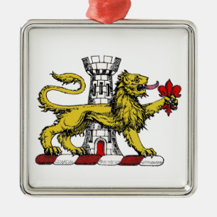 Leeuwen Toren Fleur de Lis Kam Embleem C Metalen Ornament