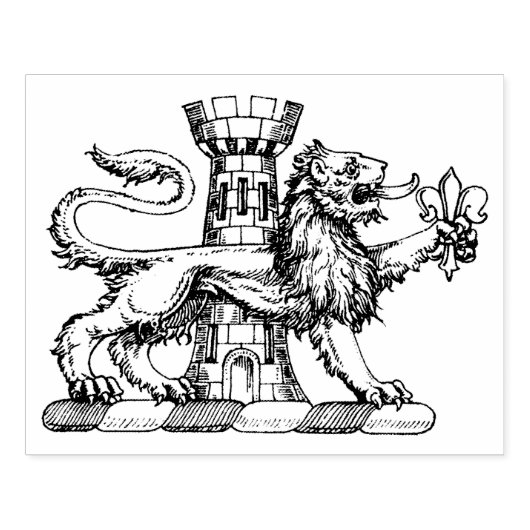 Leeuwen Toren Fleur de Lis Kam Embleem C Rubberstempel (Afrduk)