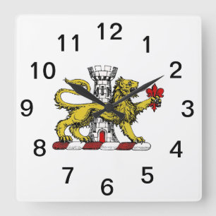Leeuwen Toren Fleur de Lis Kam Embleem C Vierkante Klok