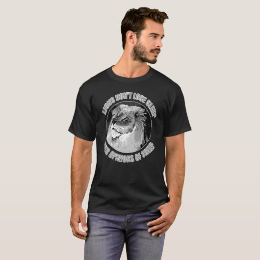 Leeuwen verliezen niet de mening van schaap t-shirt (Voorkant volledig)